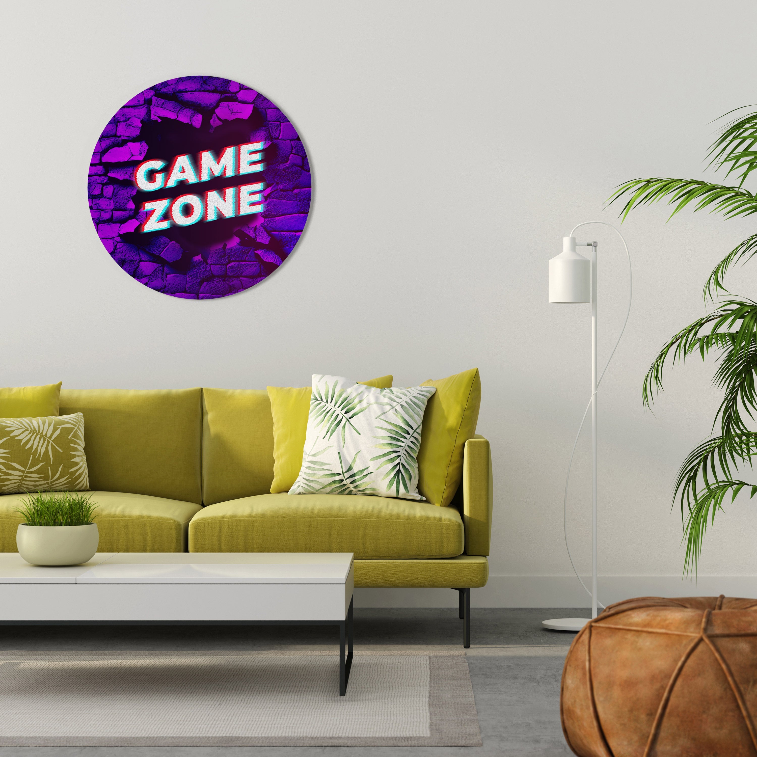 LUMINOUS GAME ZONE Runde Wanddekoration Ø 69 cm