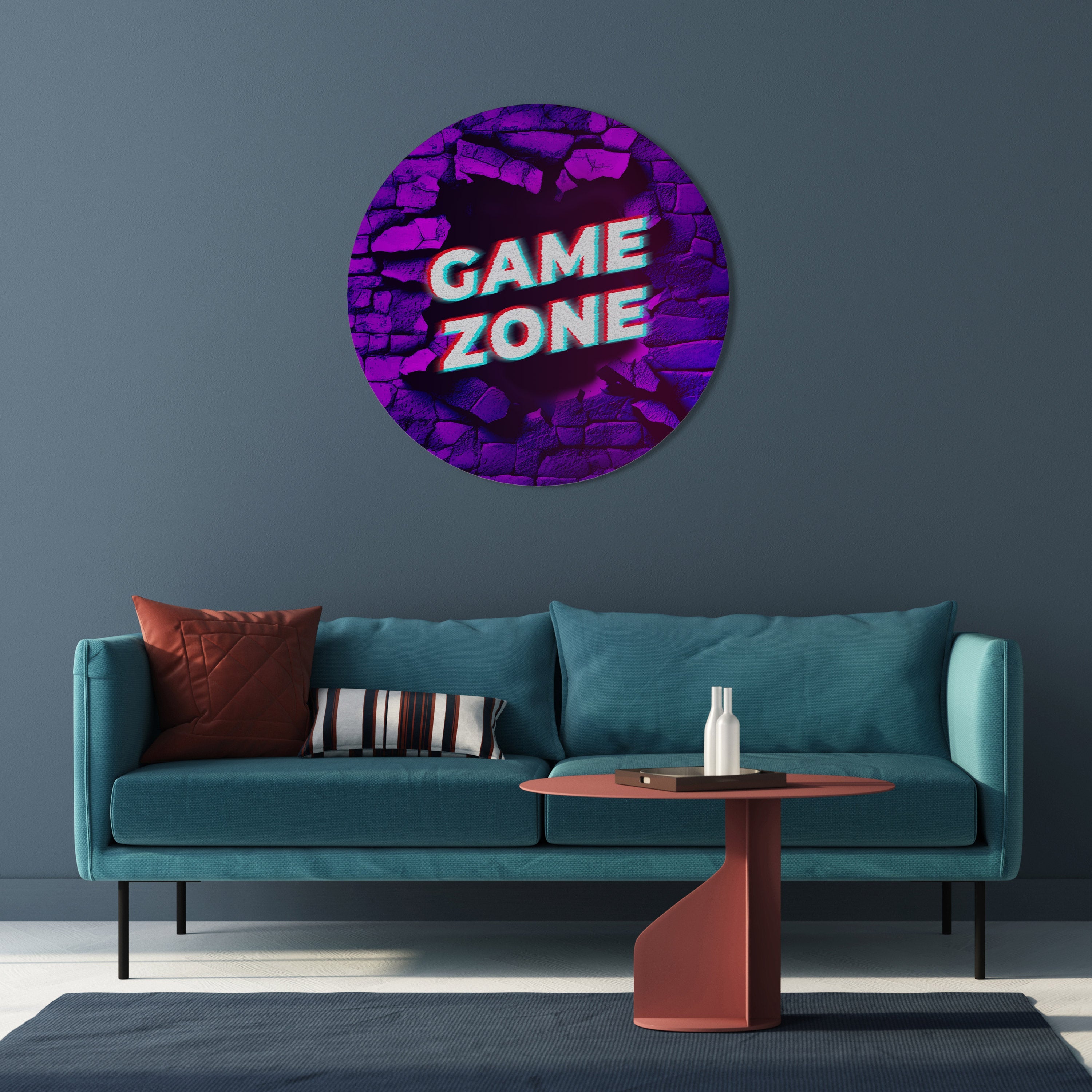 LUMINOUS GAME ZONE Runde Wanddekoration Ø 69 cm