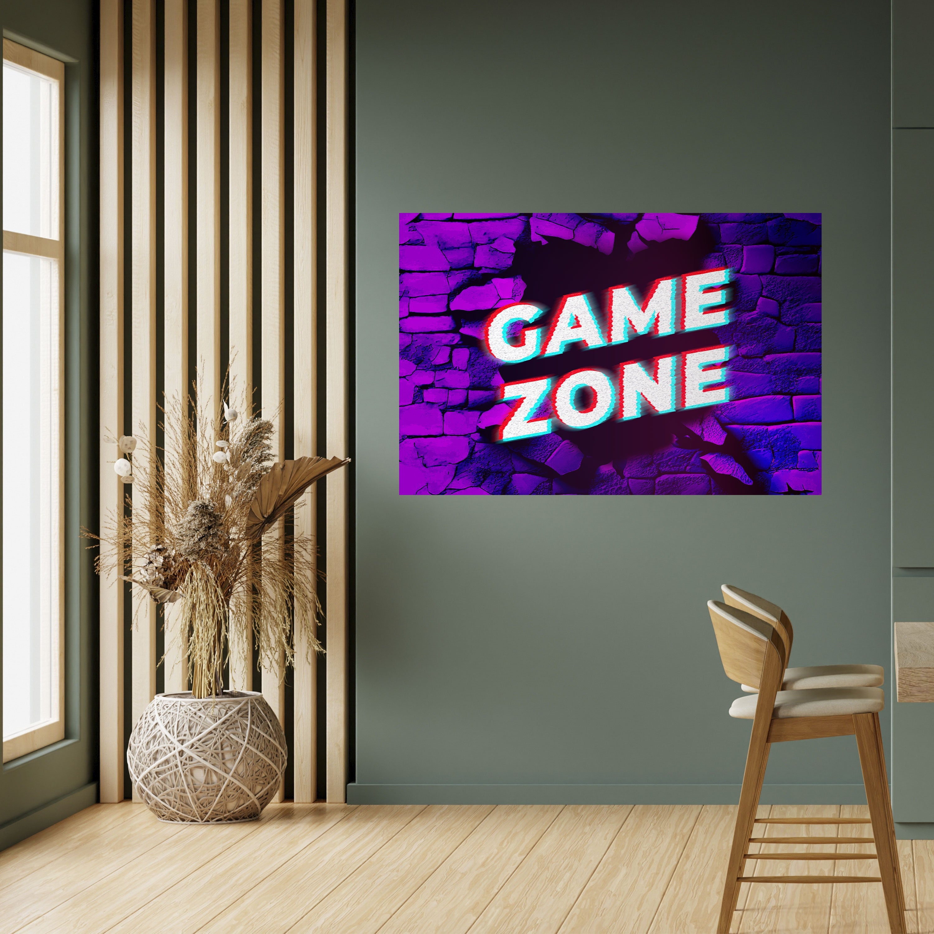 LUMINOUS GAME ZONE Peel and Stick Horizontal Poster