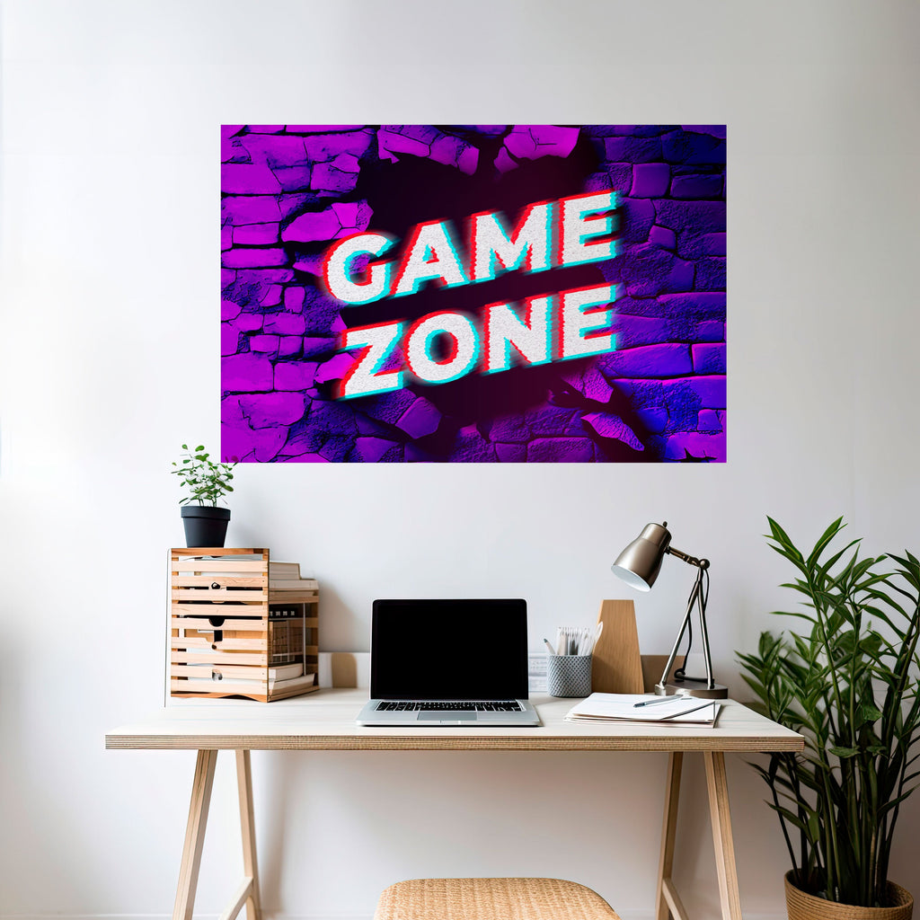 LUMINOUS GAME ZONE Peel and Stick Horizontal Poster