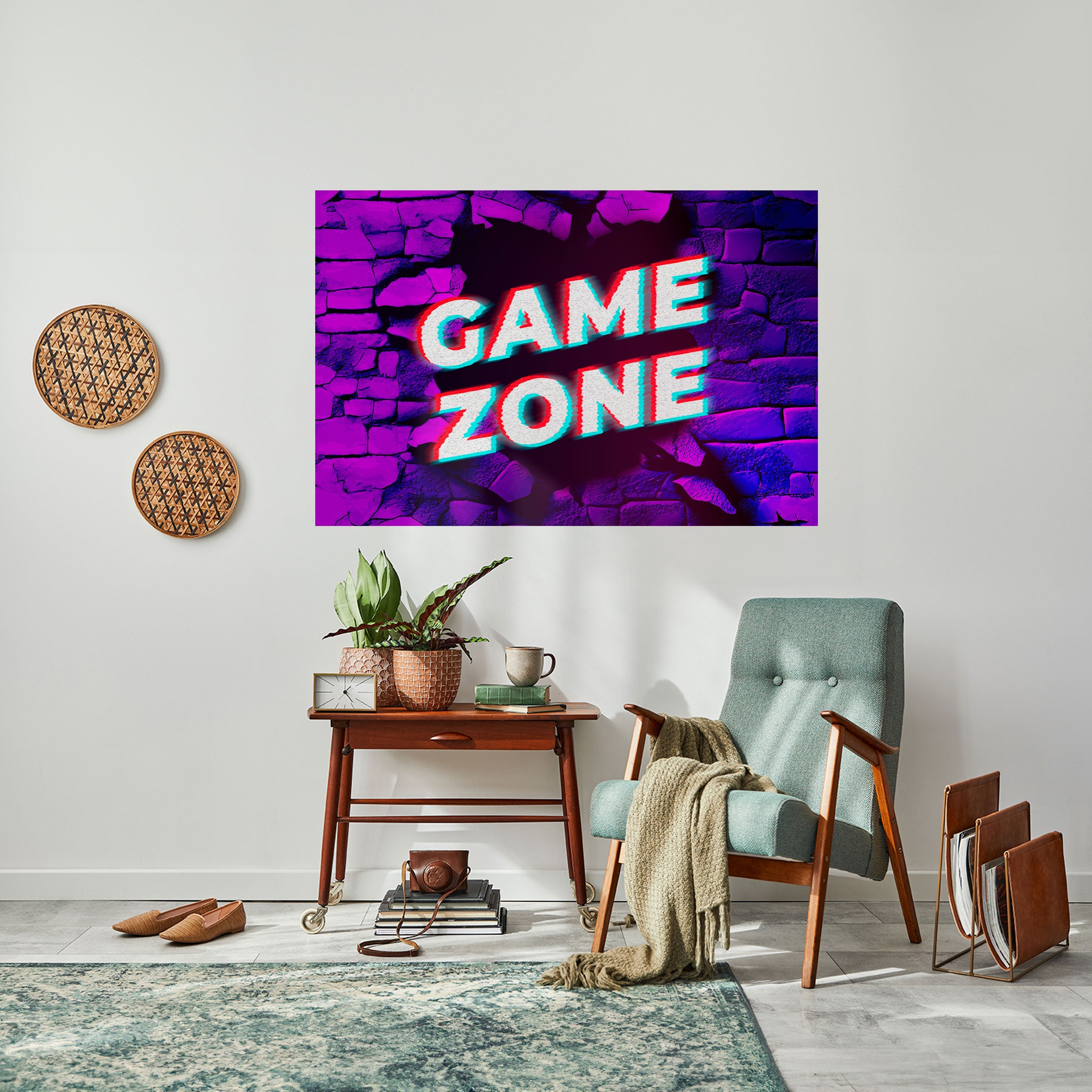 LUMINOUS GAME ZONE Peel and Stick Horizontal Poster