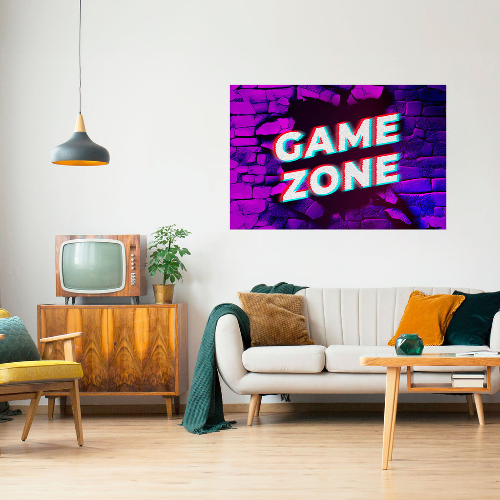 LUMINOUS GAME ZONE Peel and Stick Horizontal Poster