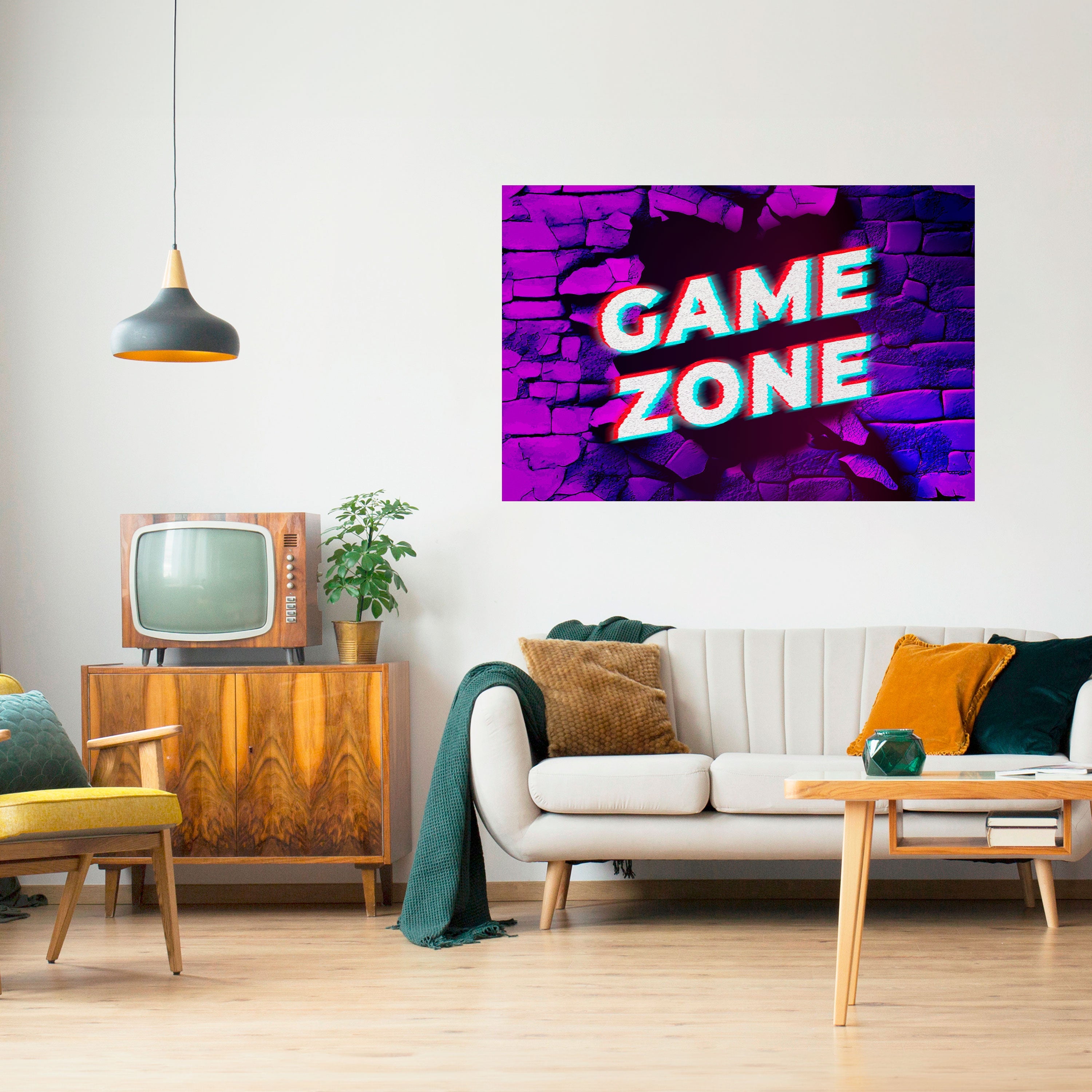 LUMINOUS GAME ZONE Peel and Stick Horizontal Poster