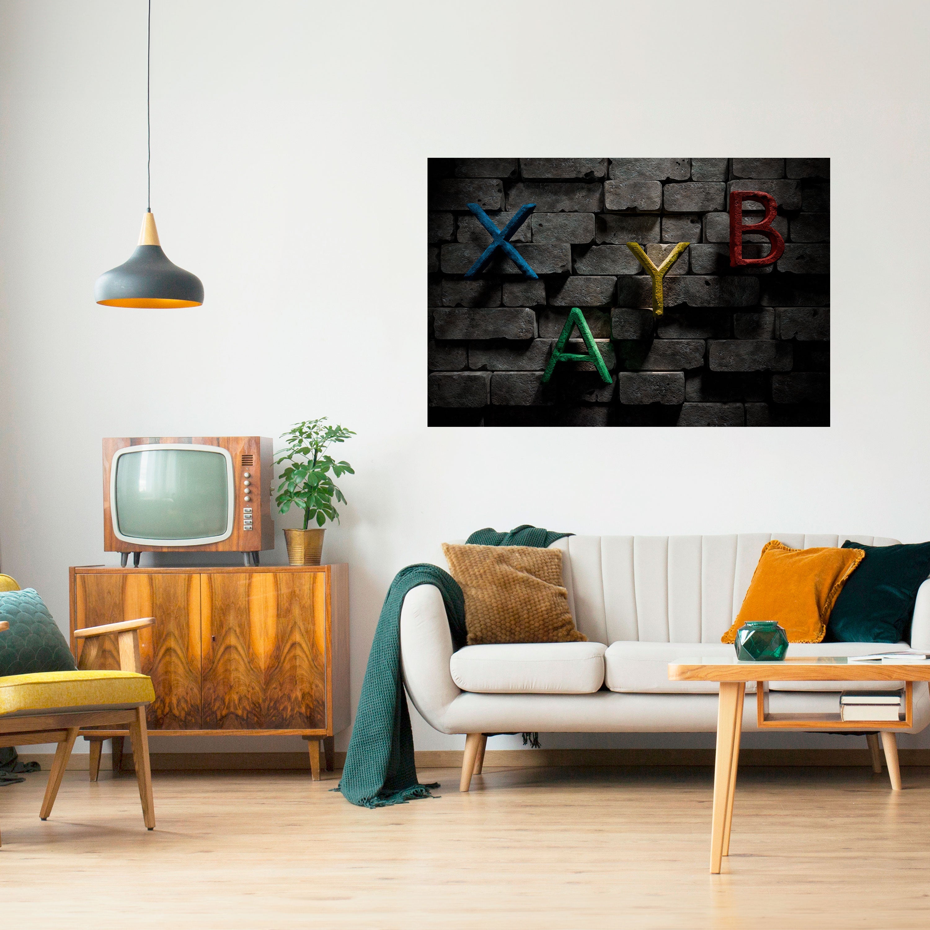 GAMER BRICK LETTERS Peel and Stick Horizontal Poster