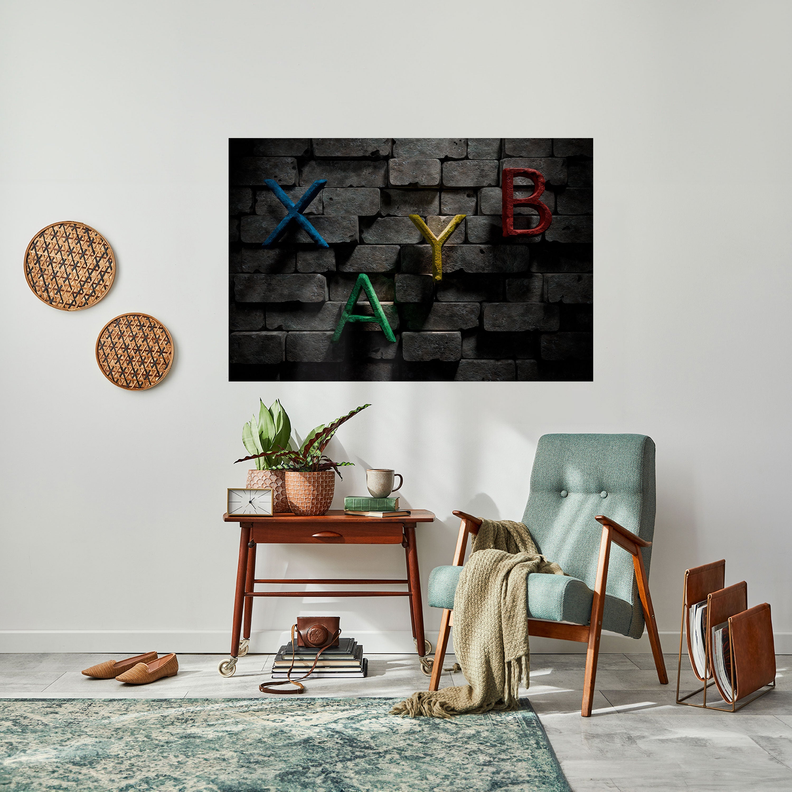 GAMER BRICK LETTERS Peel and Stick Horizontal Poster