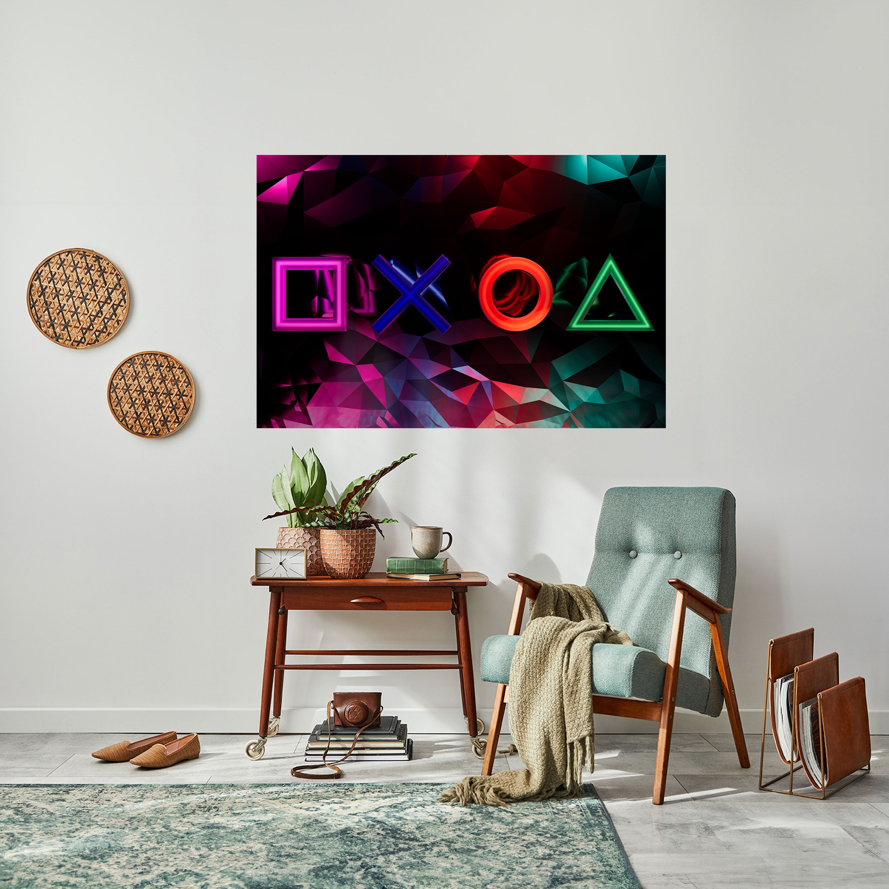 GEOMETRIC GAMER ICONS Peel and Stick Horizontal Poster