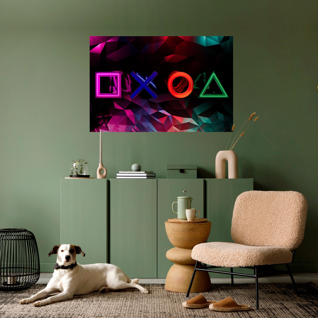 GEOMETRIC GAMER ICONS Peel and Stick Horizontal Poster