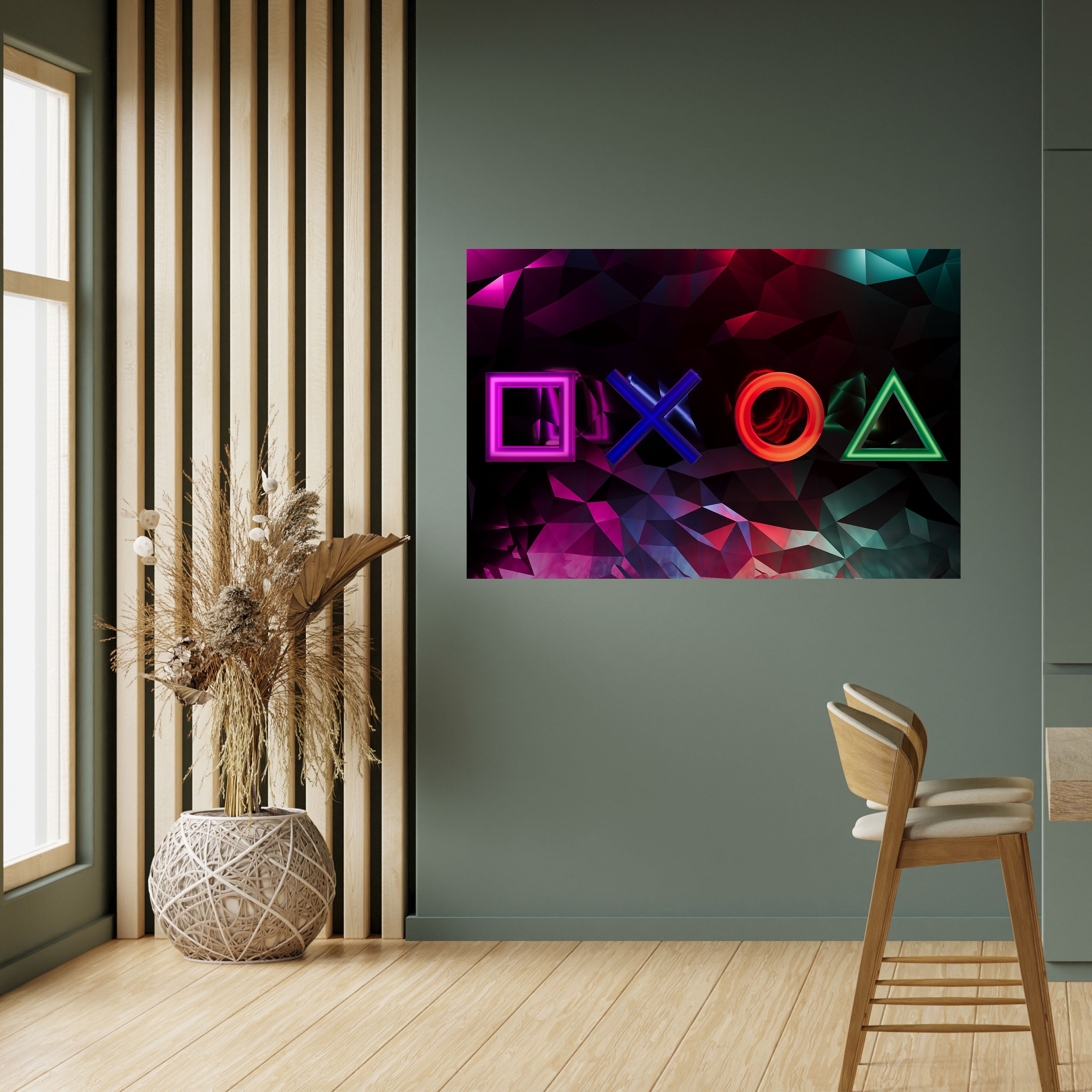 GEOMETRIC GAMER ICONS Peel and Stick Horizontal Poster