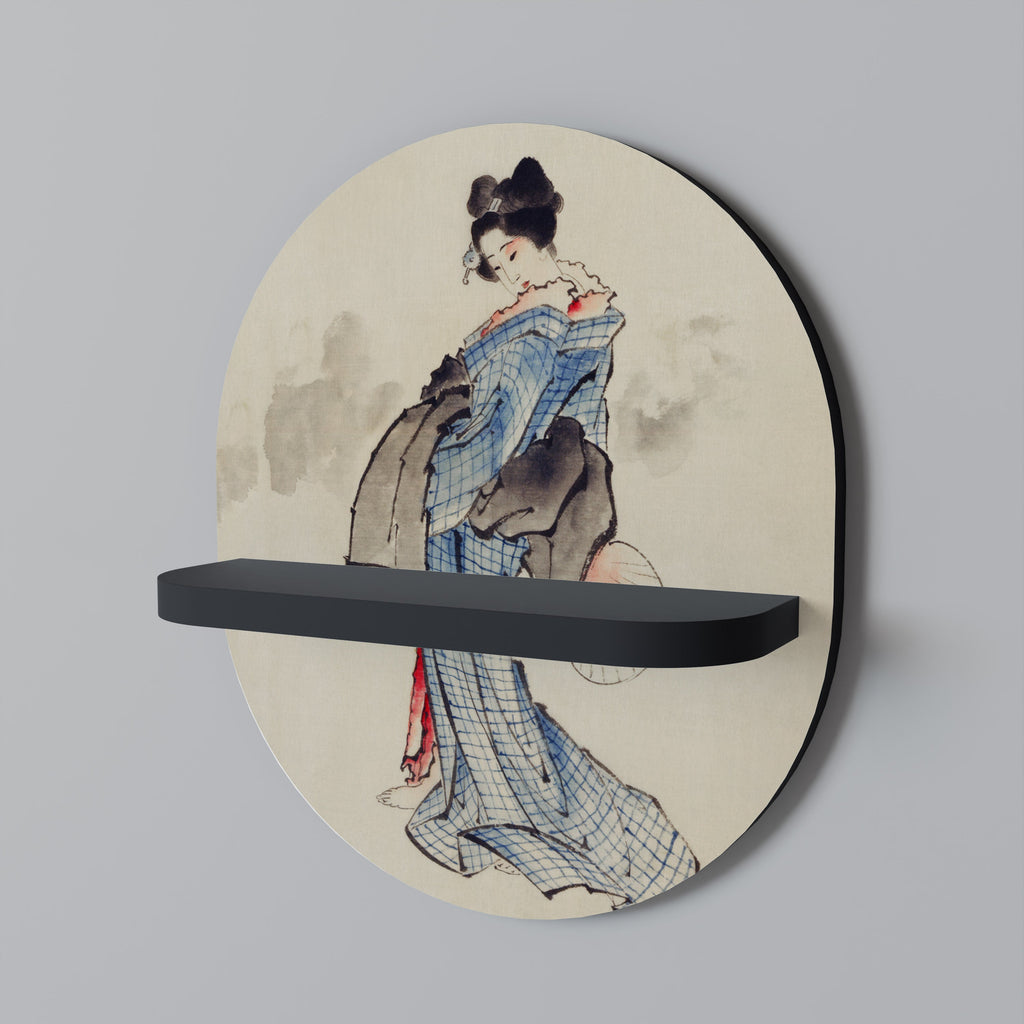 GEISHA FANTASY Ovales Kunstregal in Schwarz