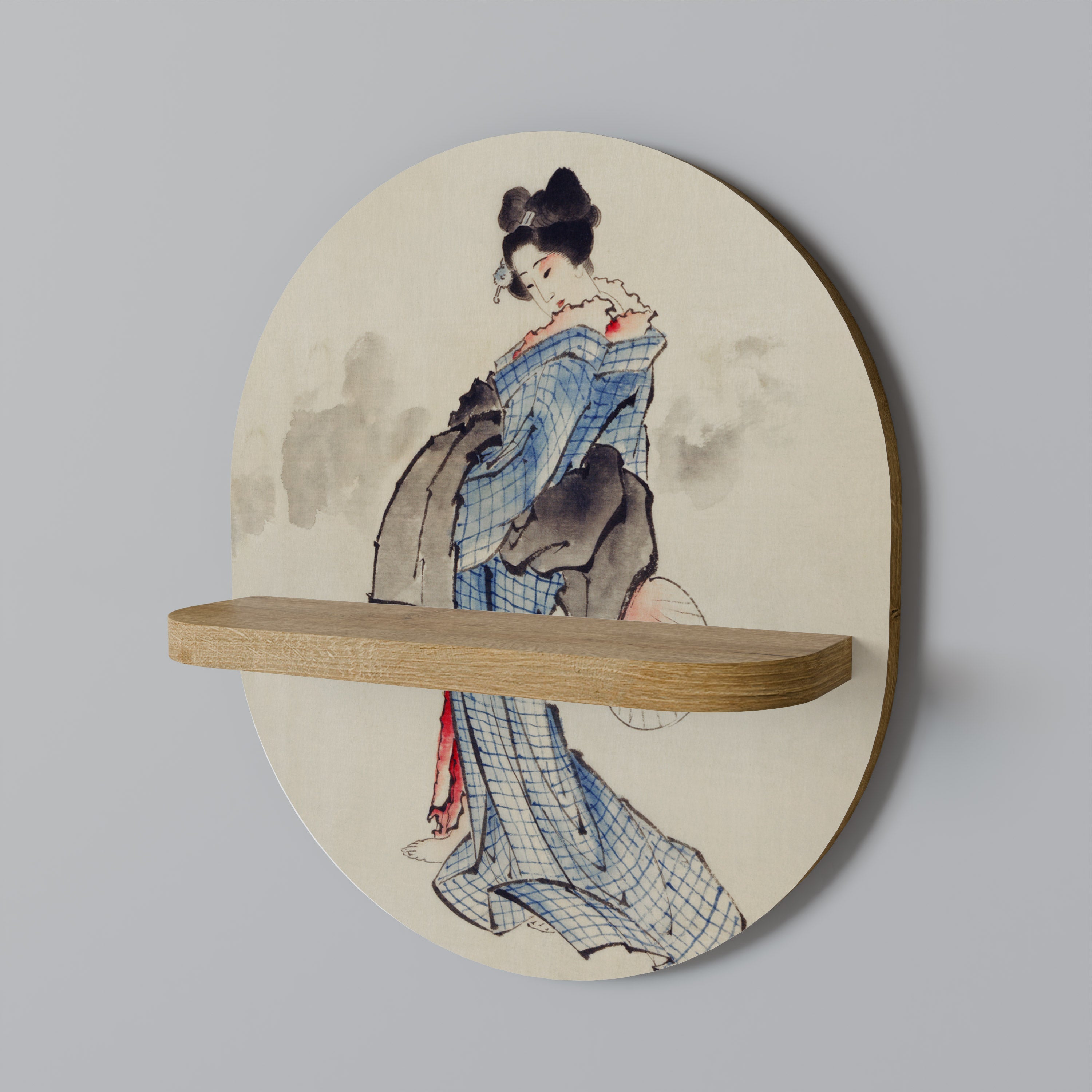 GEISHA FANTASY Ovales Kunstregal in Eichenoptik