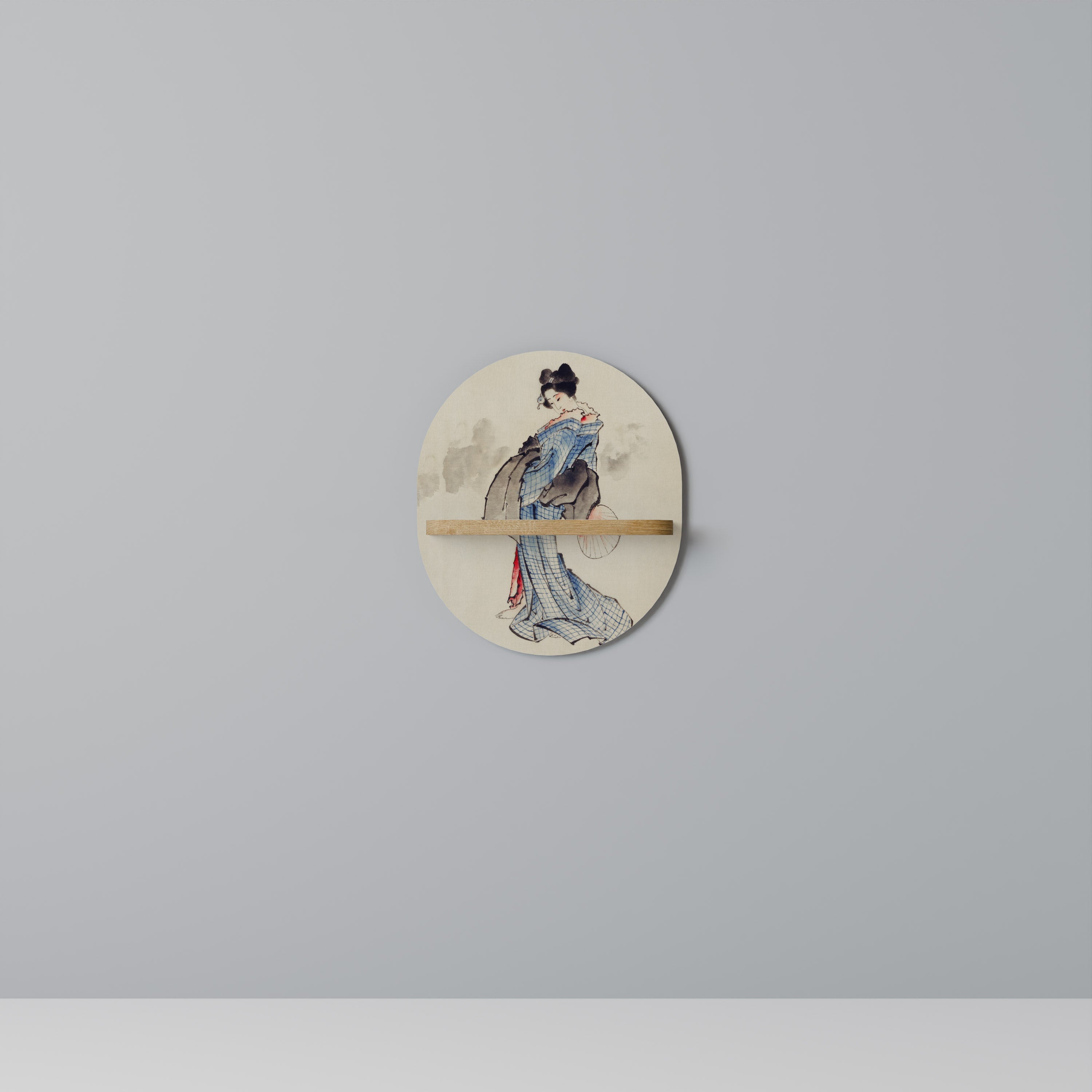 GEISHA FANTASY Ovales Kunstregal in Eichenoptik