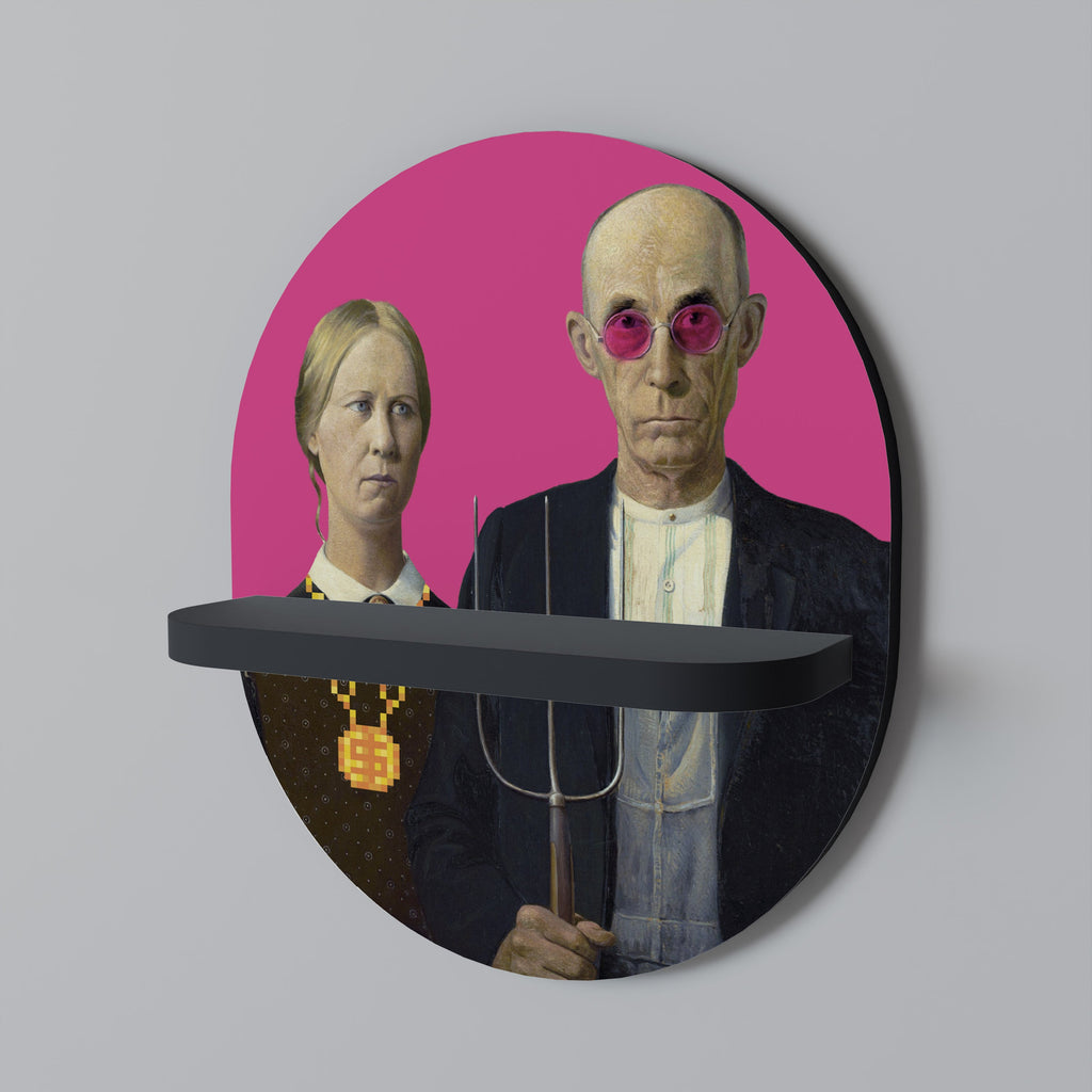 AMERICAN GOTHIC BLING Ovales Kunstregal in schwarzem Finish