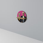 AMERICAN GOTHIC BLING Ovales Kunstregal in Eiche-Optik