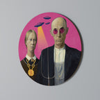 AMERICAN GOTHIC ALIEN Runde Wanddekoration Ø 69 cm