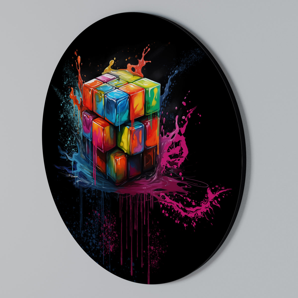 CUBE FUSION Rundes Wandbild