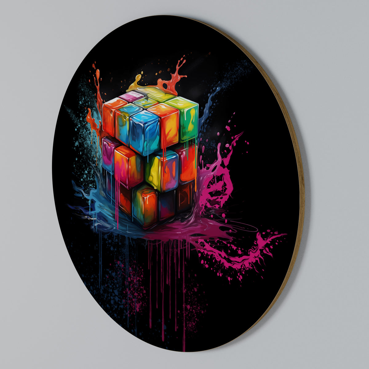 CUBE FUSION Rundes Wandbild