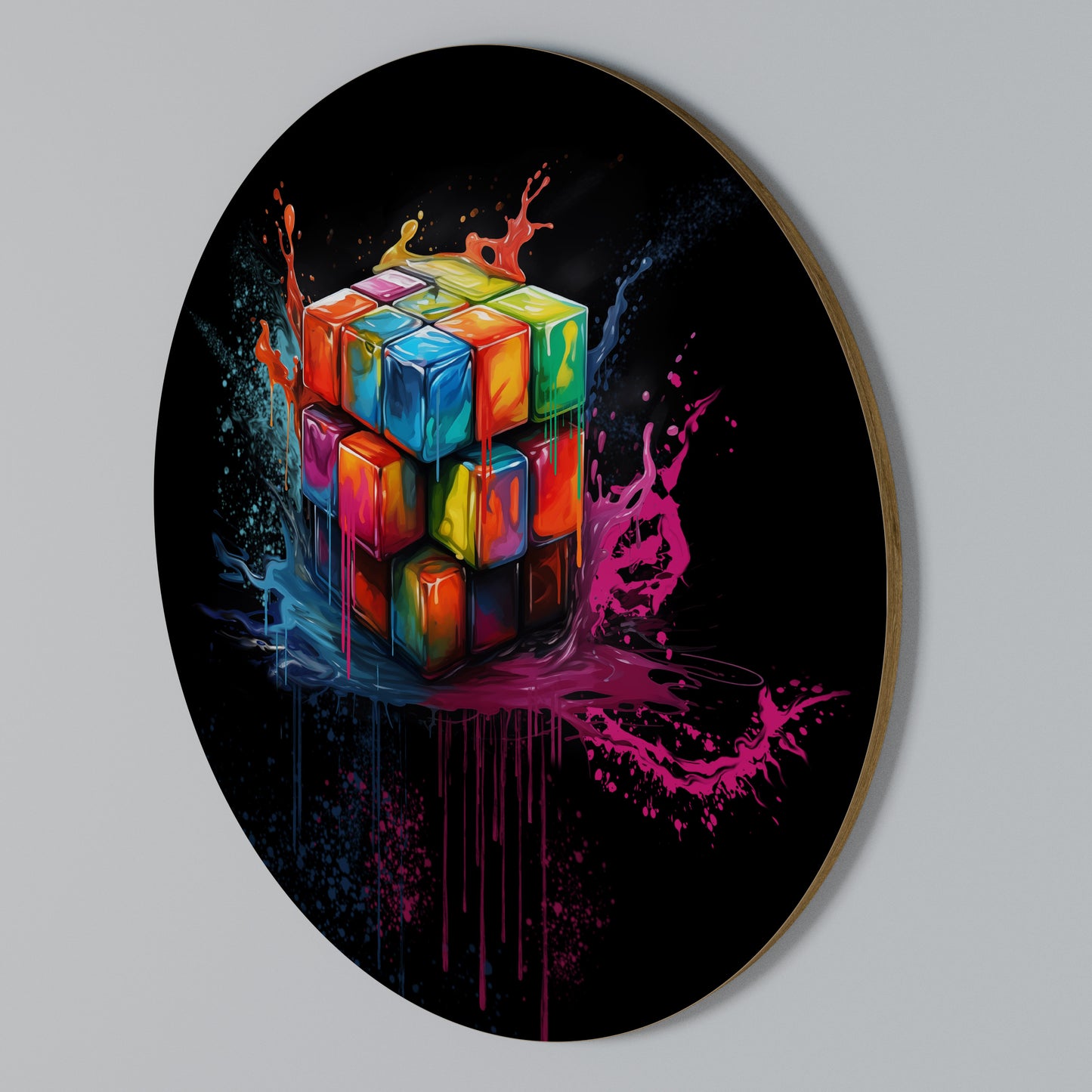 CUBE FUSION Rundes Wandbild