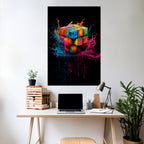 CUBE FUSION Selbstklebendes Poster - Hochformat