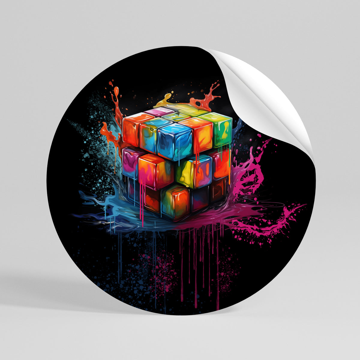 CUBE FUSION Runder Wandsticker zum Abziehen und Aufkleben