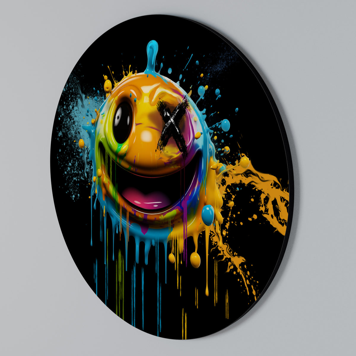 TRIPPY HAPPINESS Rundes Wandbild