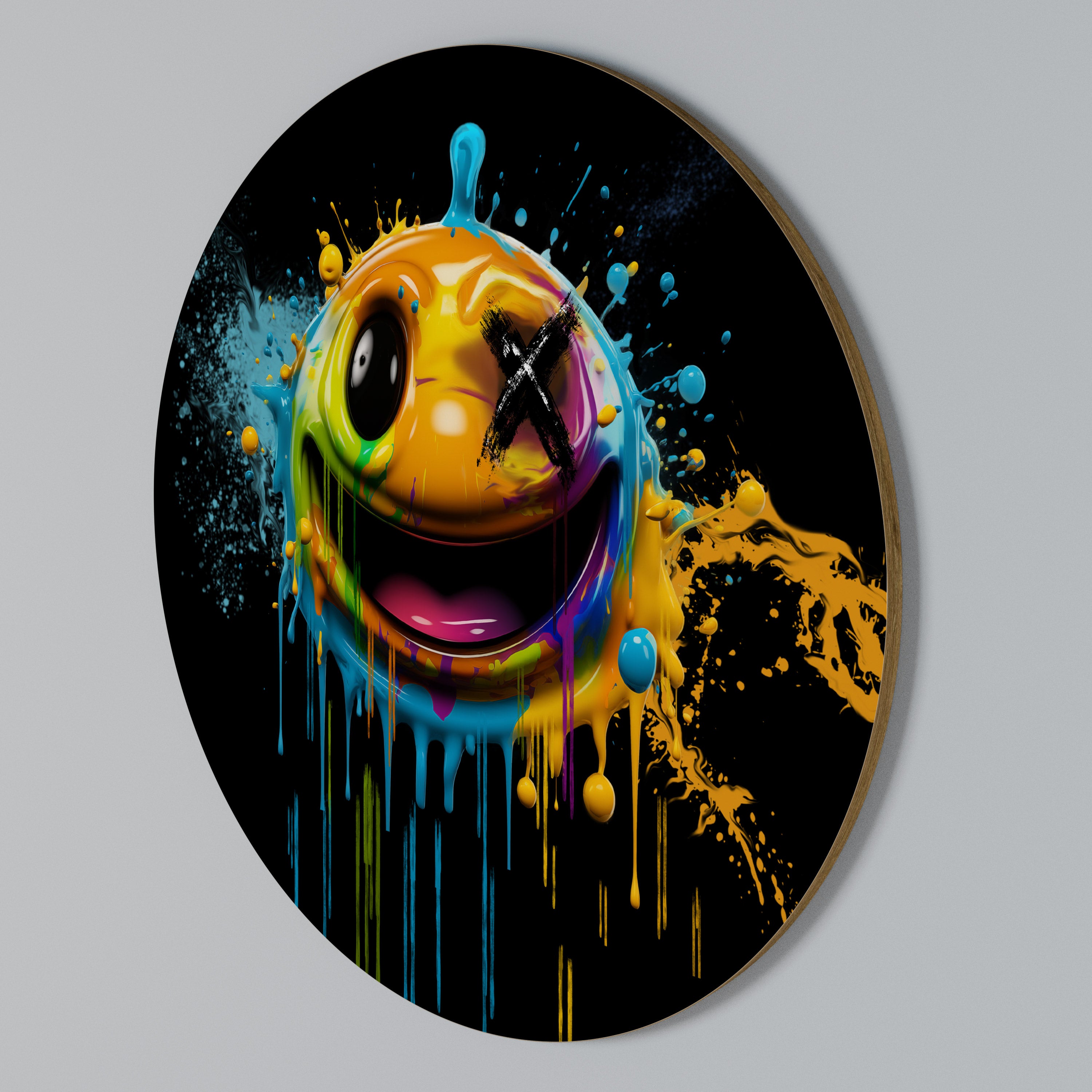 TRIPPY HAPPINESS Rundes Wandbild