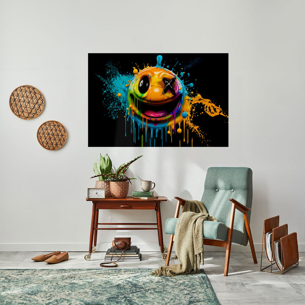 TRIPPY HAPPINESS Peel and Stick Horizontal Poster