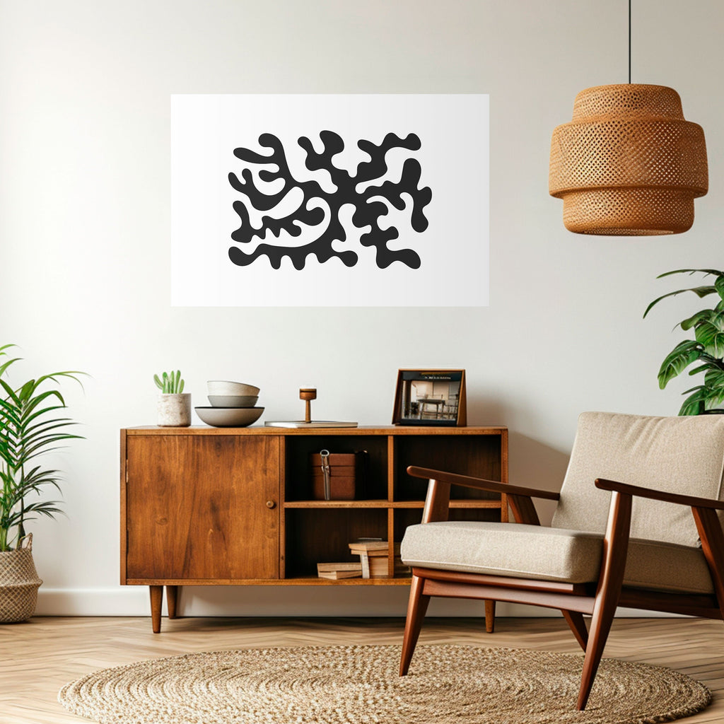 CHARCOAL CASCADE Peel and Stick Horizontal Poster