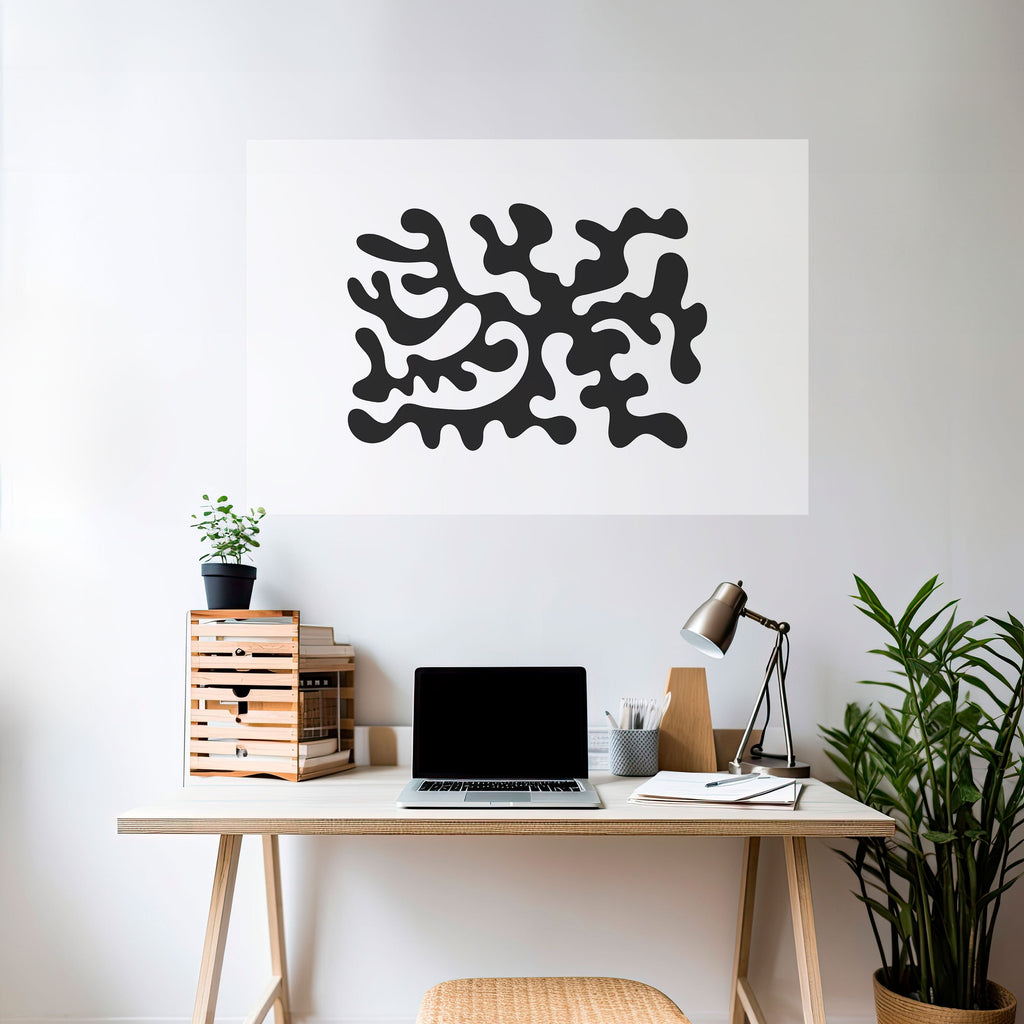 CHARCOAL CASCADE Peel and Stick Horizontal Poster