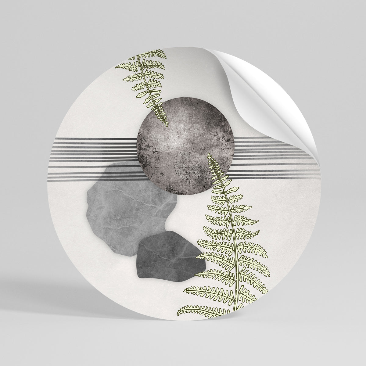 FERN MELANCHOLY Runder Wandsticker zum Abziehen und Aufkleben