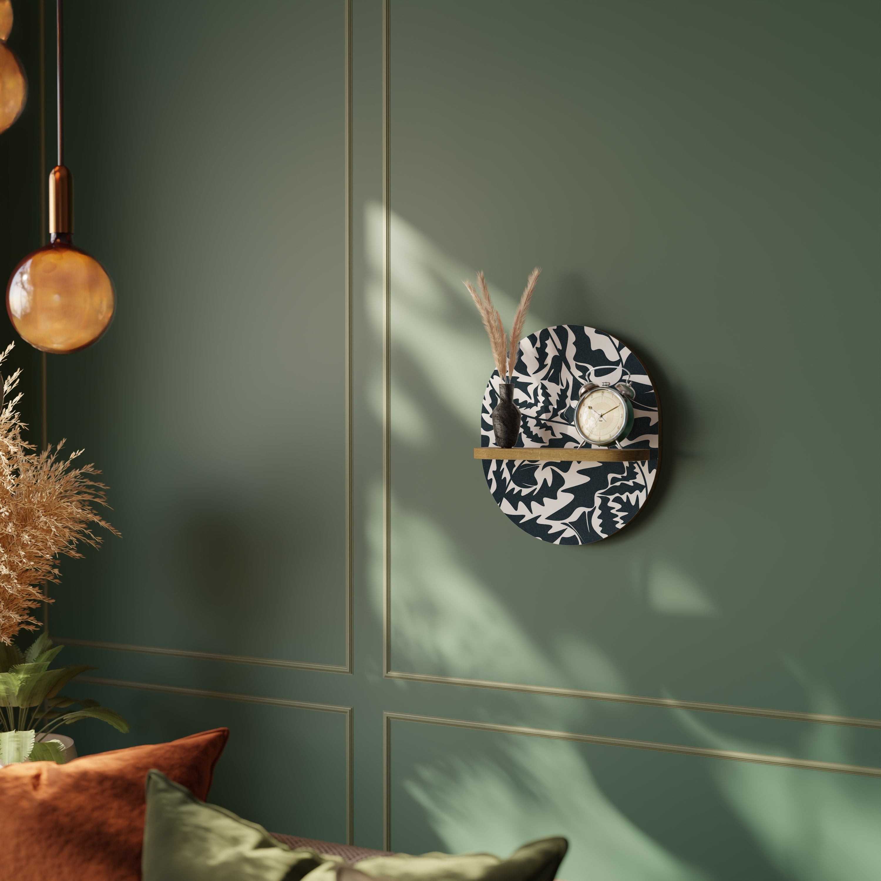 Ethereal Ornament Ovales Kunstregal in Eichenoptik