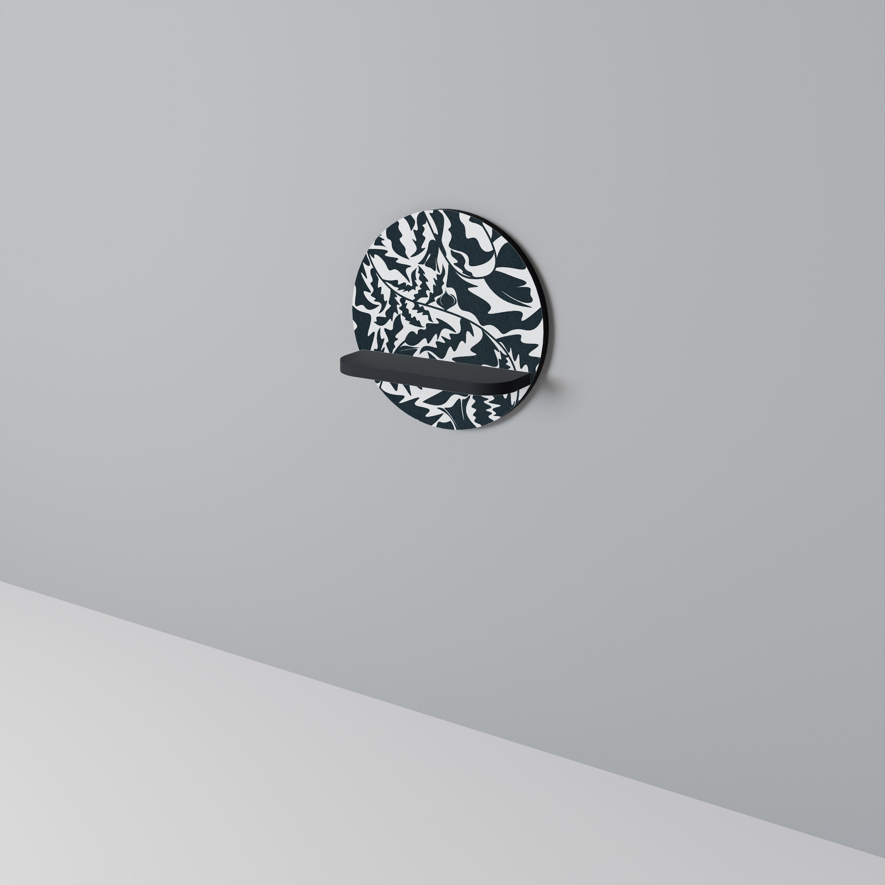 Ethereal Ornament, rundes Kunstregal in Schwarz