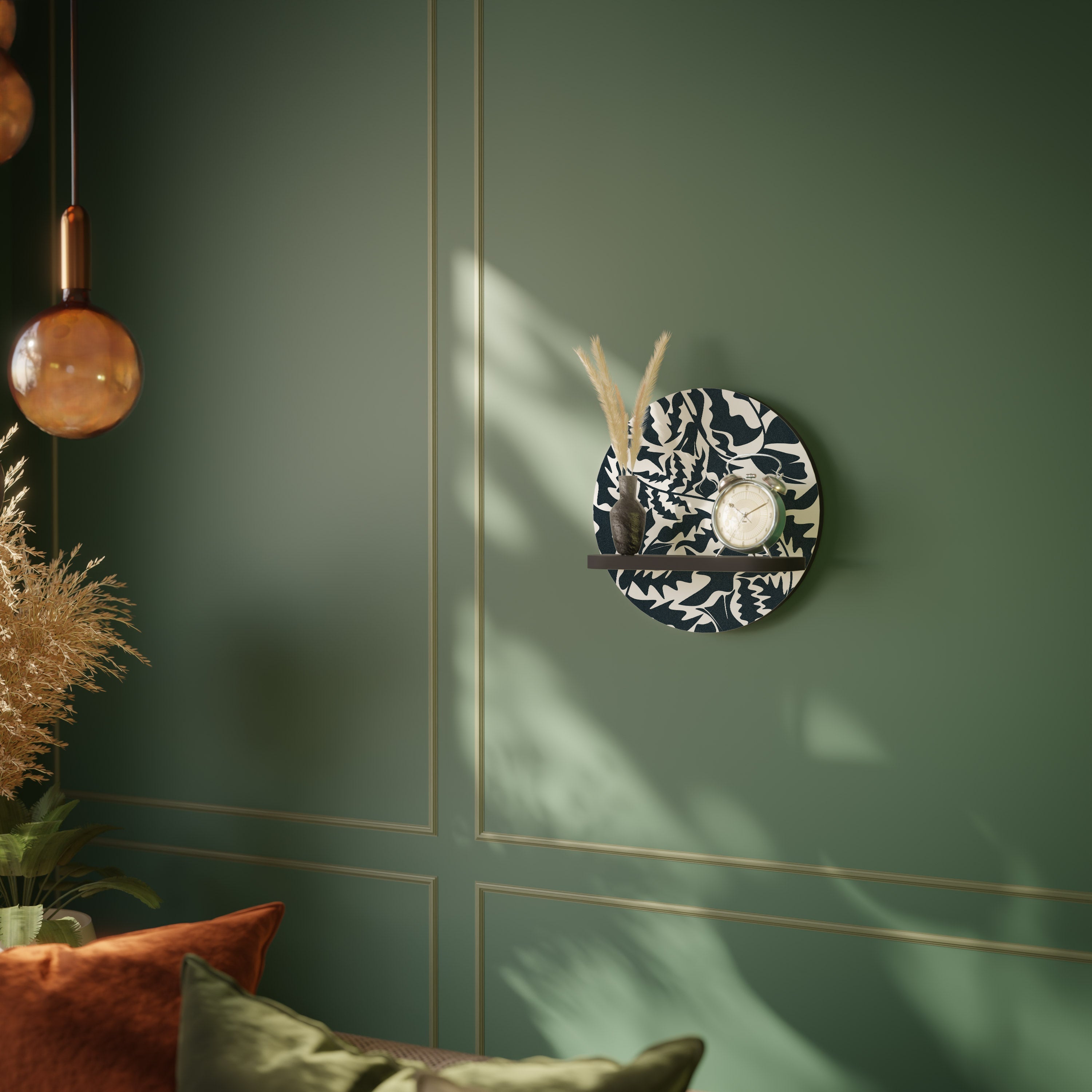 Ethereal Ornament, rundes Kunstregal in Schwarz