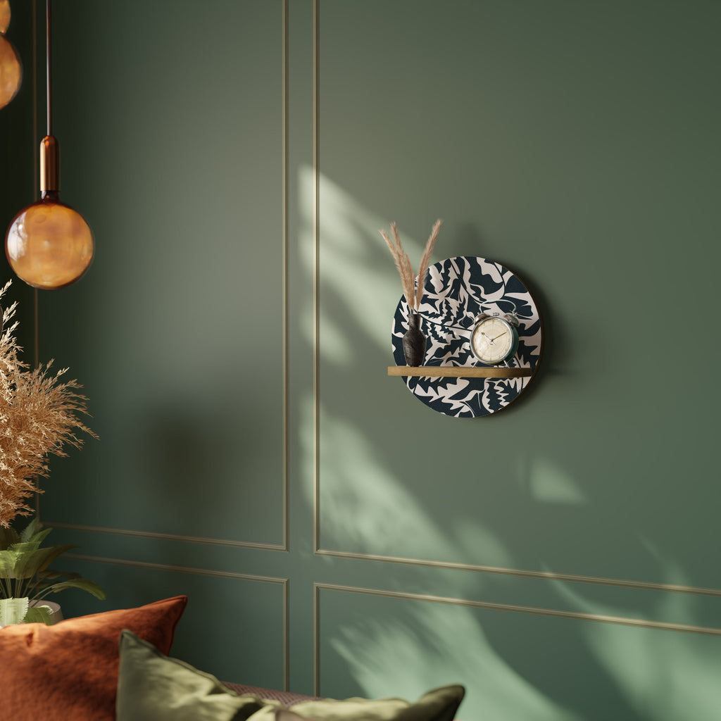Ethereal Ornament, rundes Kunstregal in Eichenoptik