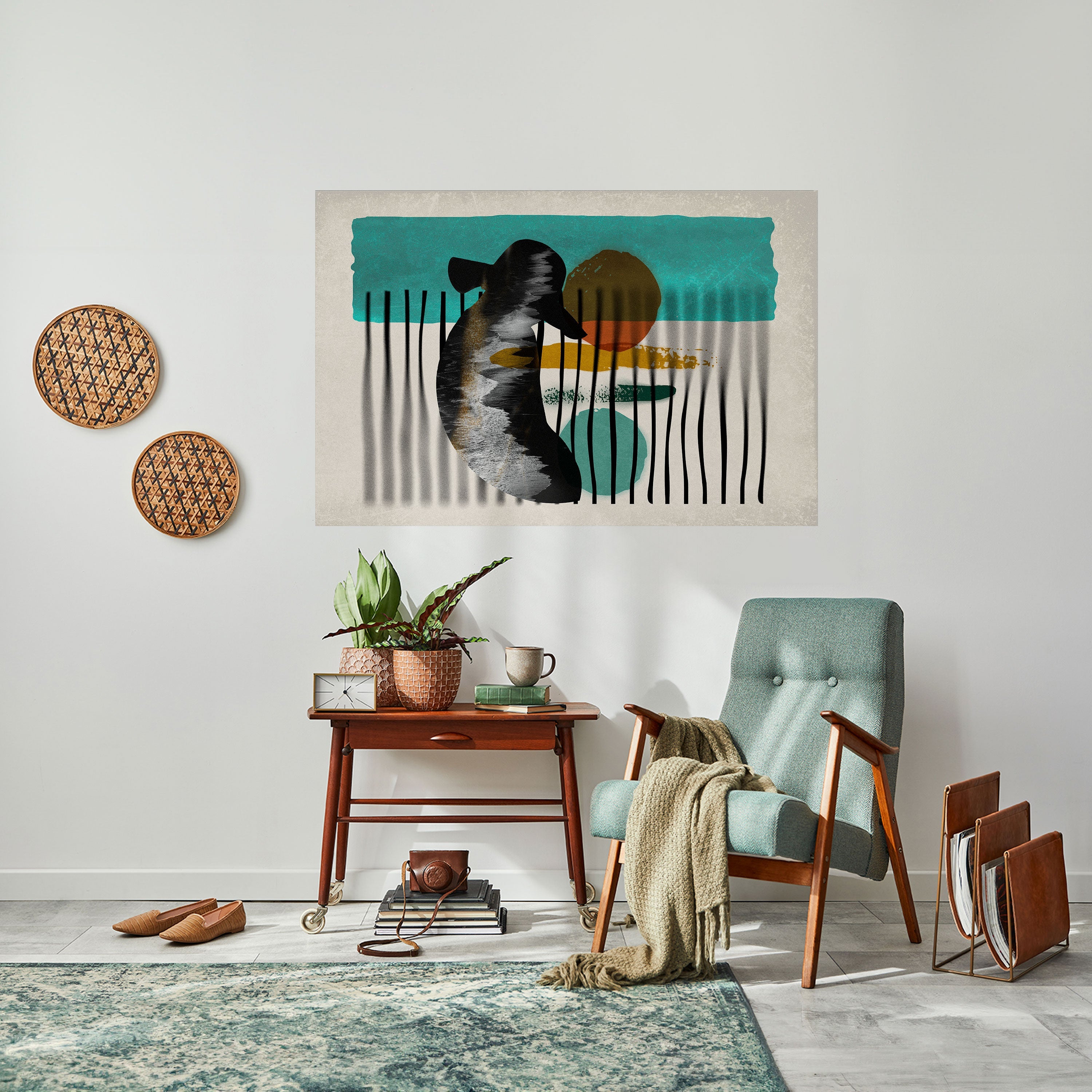 INKWELL TURQOISE Peel and Stick Horizontal Poster