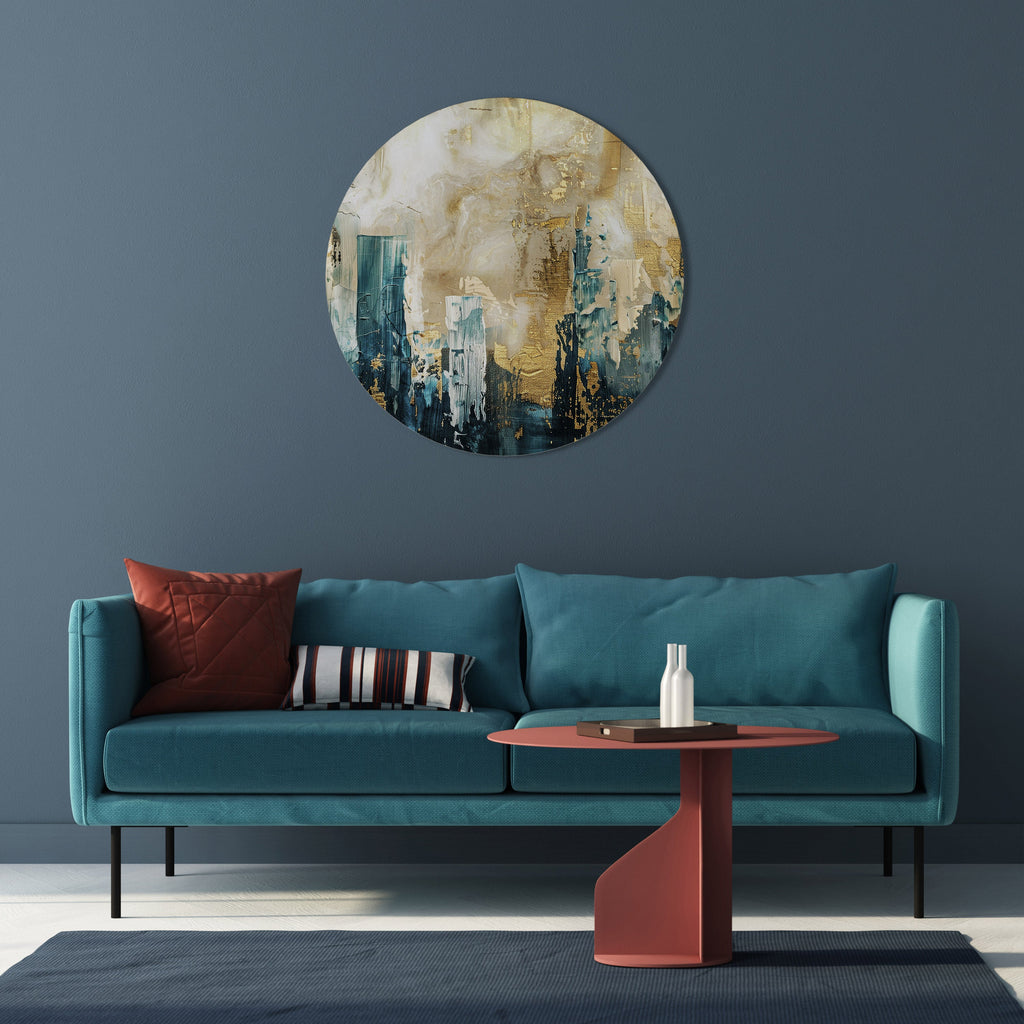 TOWN COLLAPSE Runde Wanddekoration Ø 69 cm
