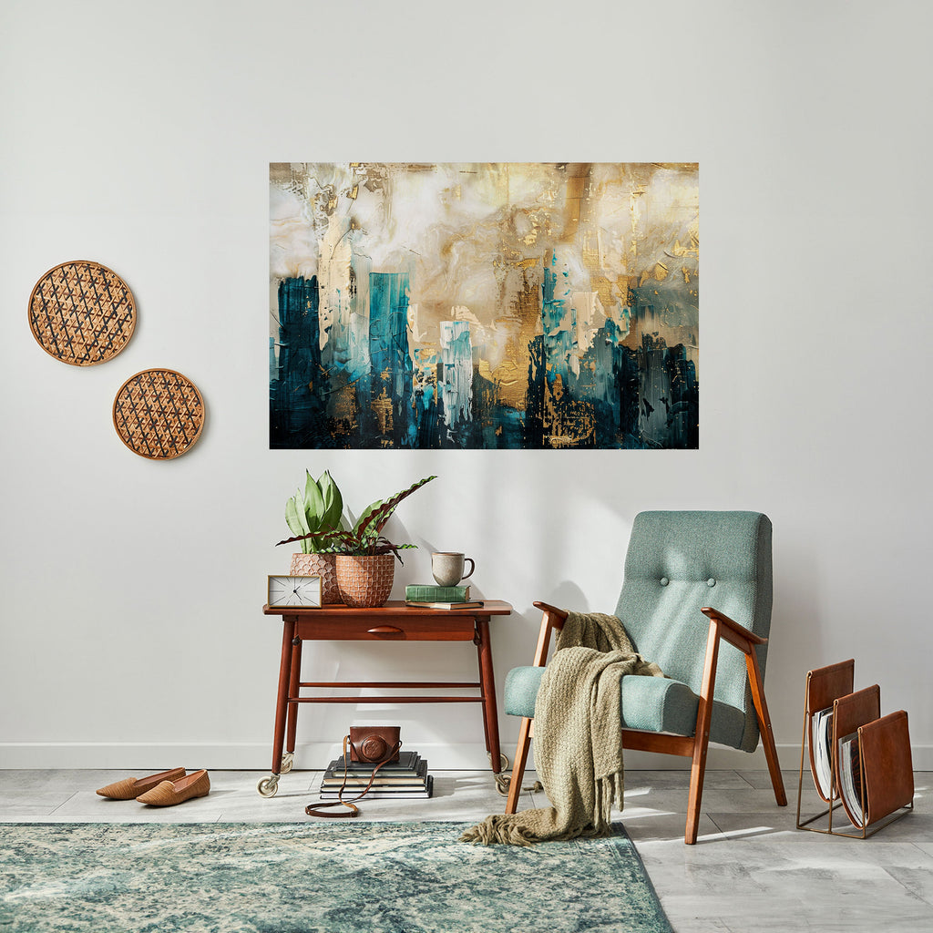 TOWN COLLAPSE Peel and Stick Horizontal Poster