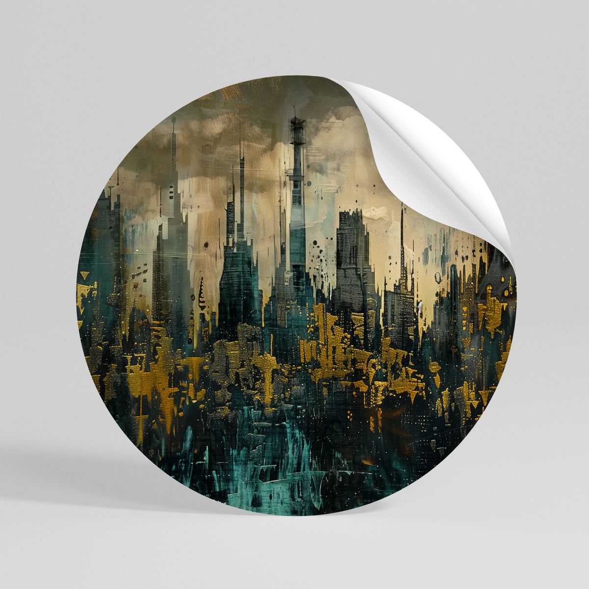 TOWN OBSCURE Runder Wandsticker zum Abziehen und Aufkleben