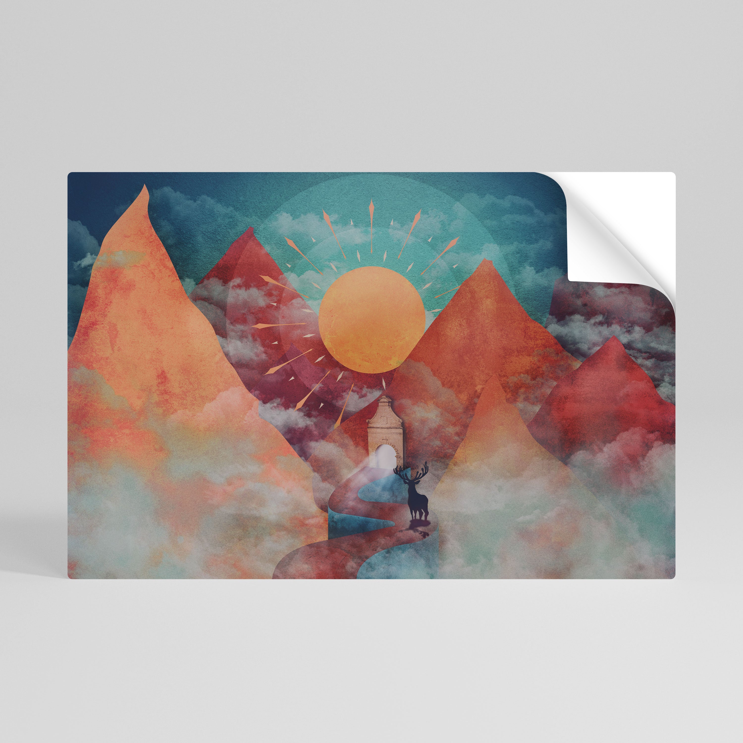 THE DEER MOUNTAIN Selbstklebendes Horizontal-Poster