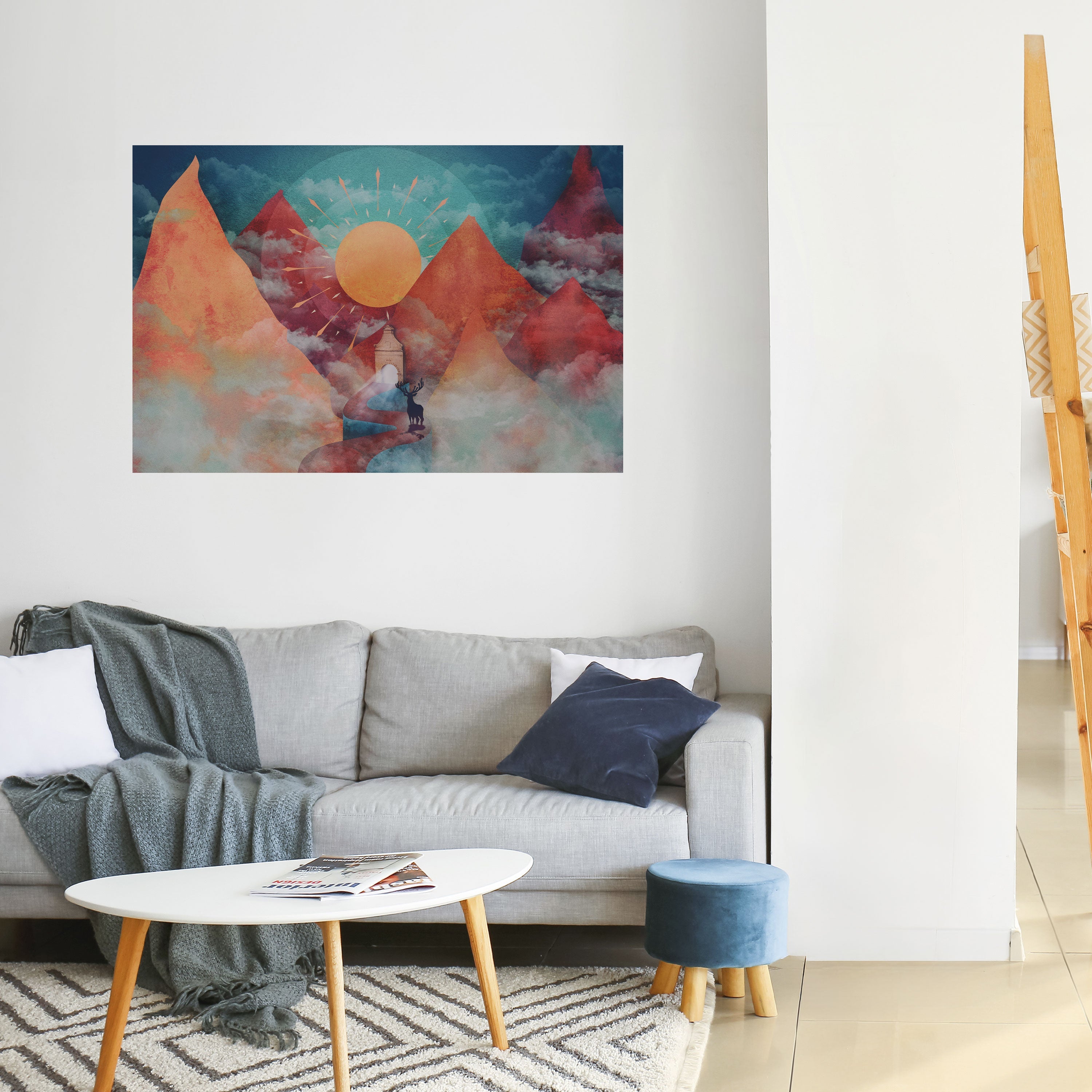 THE DEER MOUNTAIN Peel and Stick Horizontal Poster