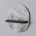 WHITE WHISPER Oval Art Shelf In Black Finish