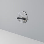 WHITE WHISPER Oval Art Shelf In Black Finish