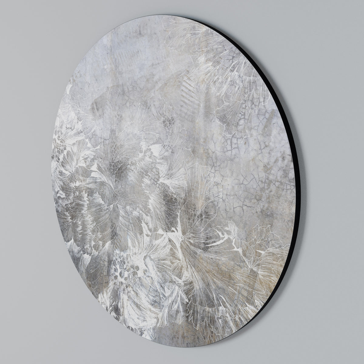 WHITE WHISPER Rundes Wandbild