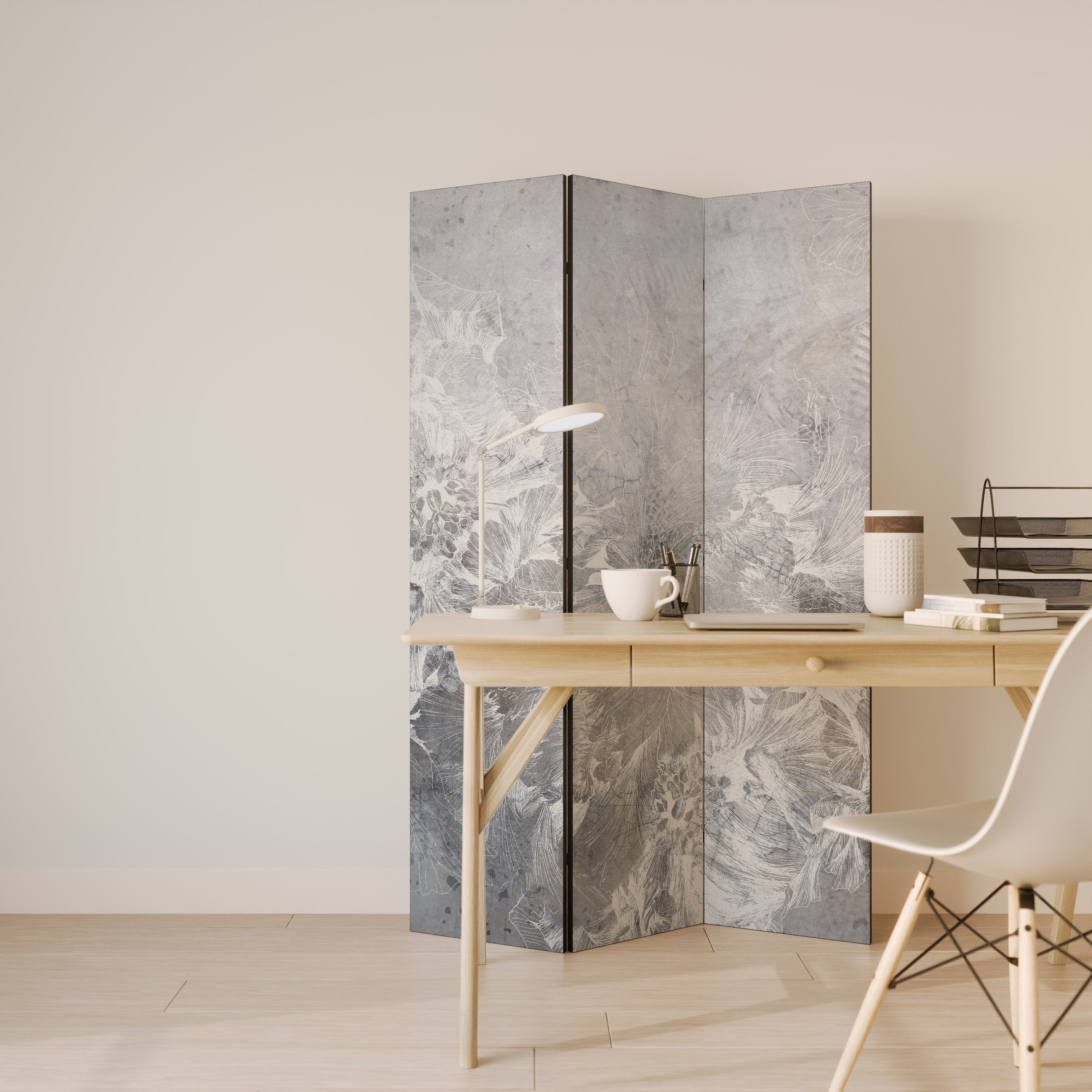 WHITE WHISPER Dekorativer 3-teiliger Raumteiler