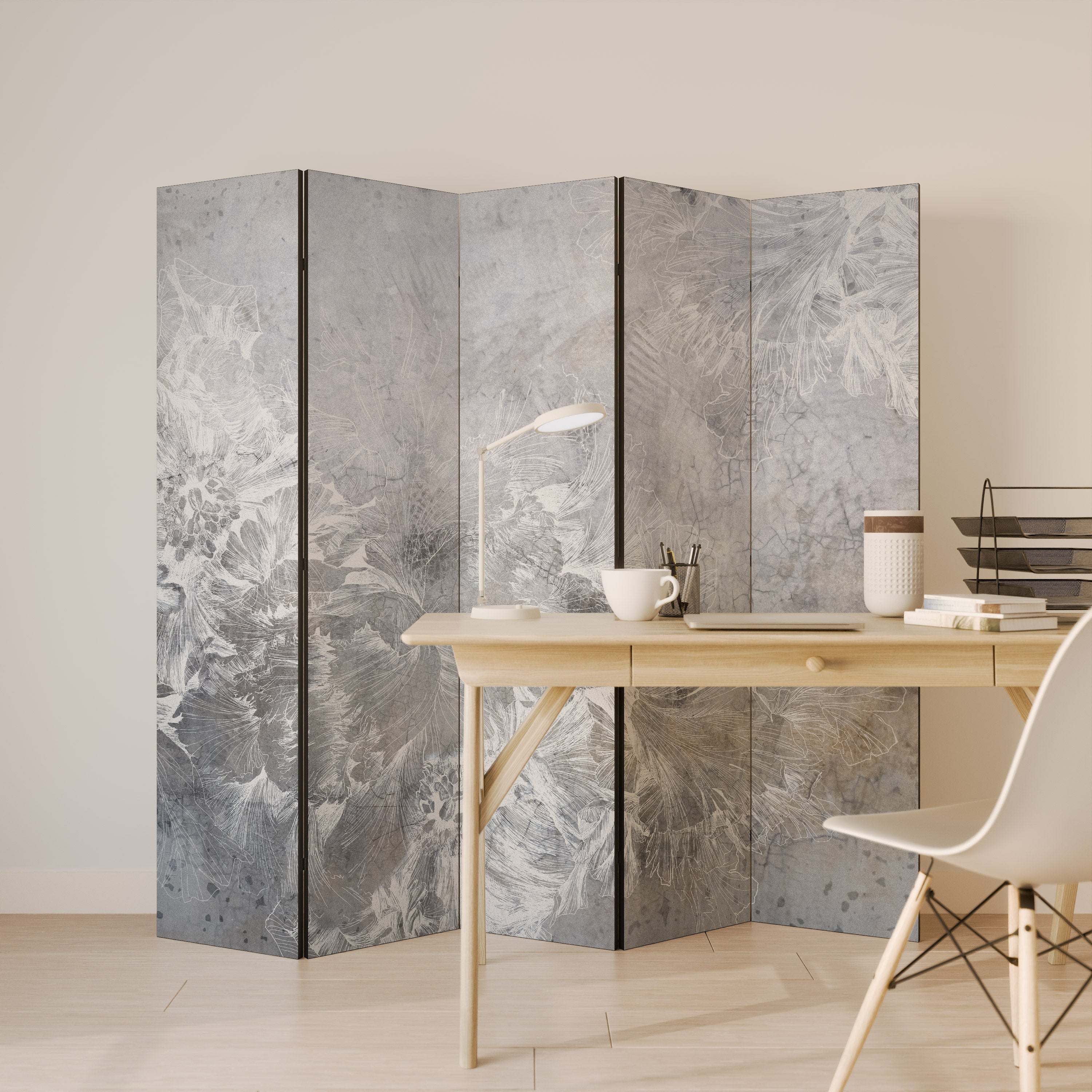 WHITE WHISPER Dekorativer 5-teiliger Raumteiler