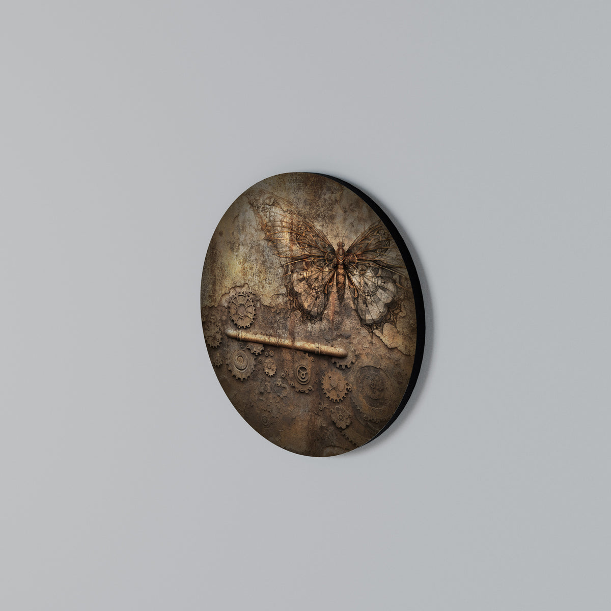 MECHANICAL BUTTERFLY Round Wall Art