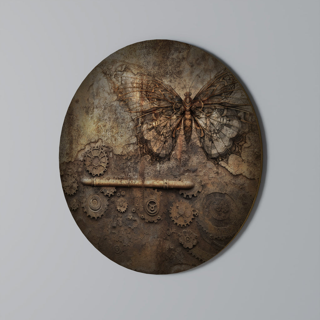 MECHANICAL BUTTERFLY Runde Wanddekoration Ø 69 cm