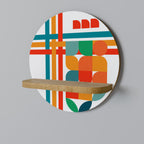 RADIANT RHAPSODY Rundes Kunstregal in Eiche-Optik