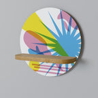 LUMINOUS PARADE Rundes Kunstregal in Eiche-Optik