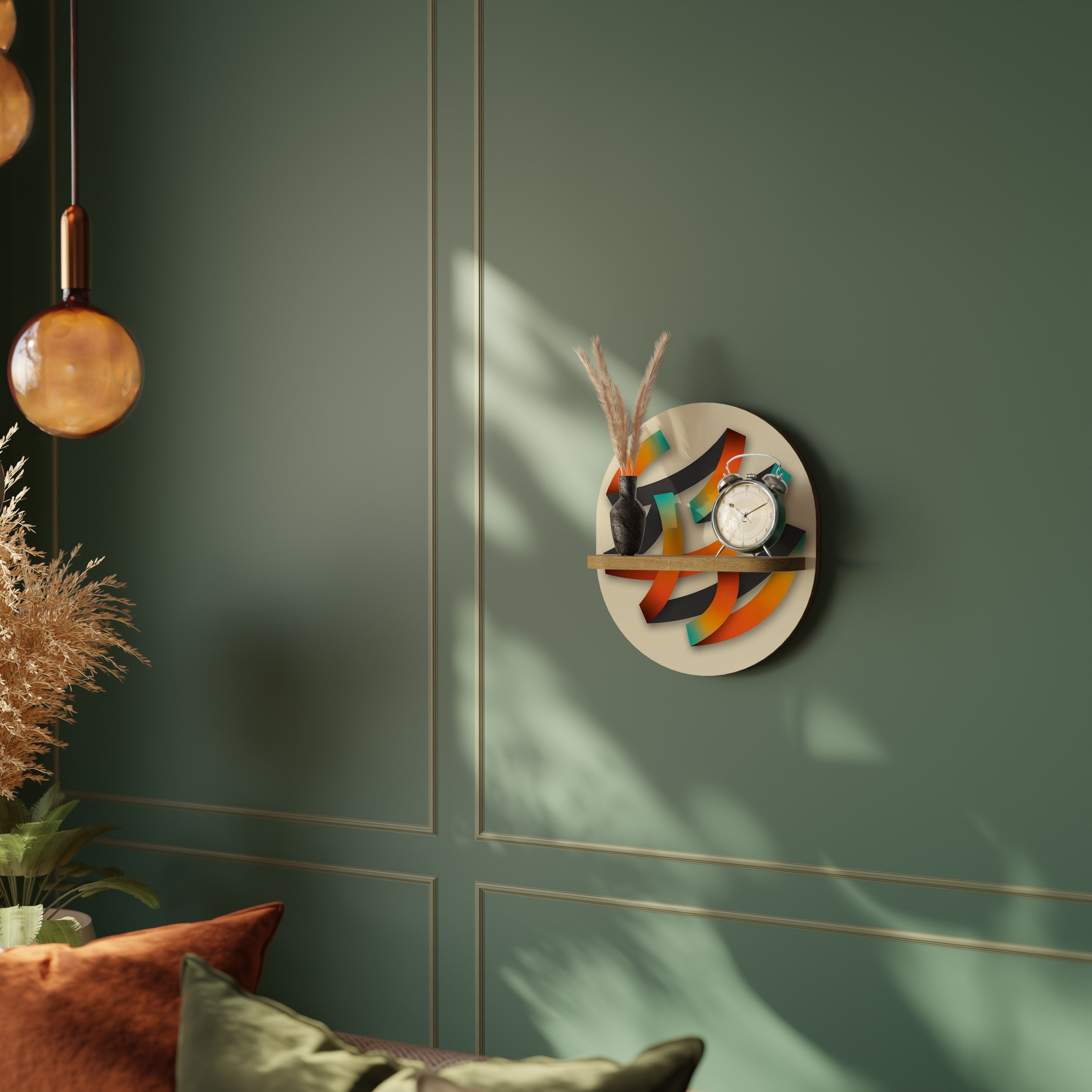 RIBBON REVERIE Ovales Kunstregal in Eichenoptik