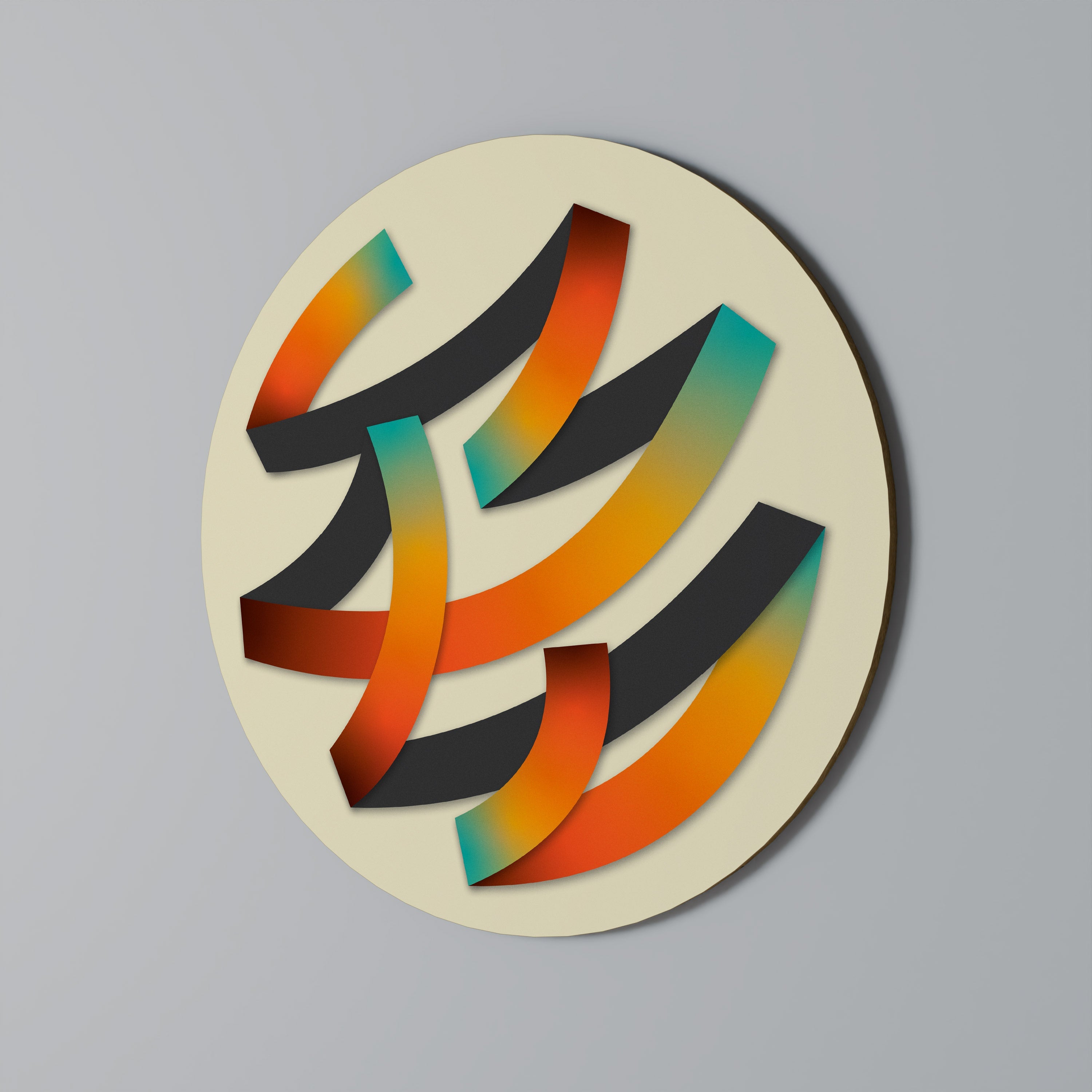 RIBBON REVERIE Runde Wanddekoration Ø 69 cm